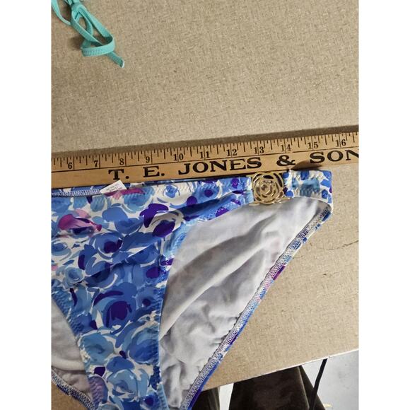ABS Metal Rise Bikini bottom SZ 10 swimsuit women Cottagecore Floral - Picture 4 of 6